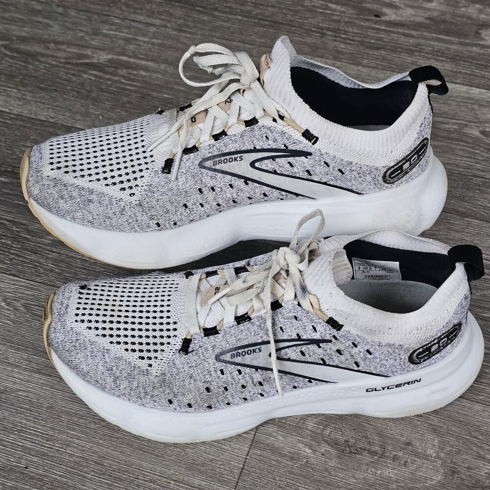 Brooks Glycerin 20 Stealthfit Knit Women Size 9 Gray White Running Shoes